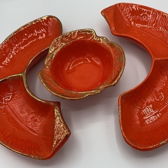 Vintage USA California Pottery Chip & Dip Set Fall Holiday Display Center Piece - Picture 5 of 9